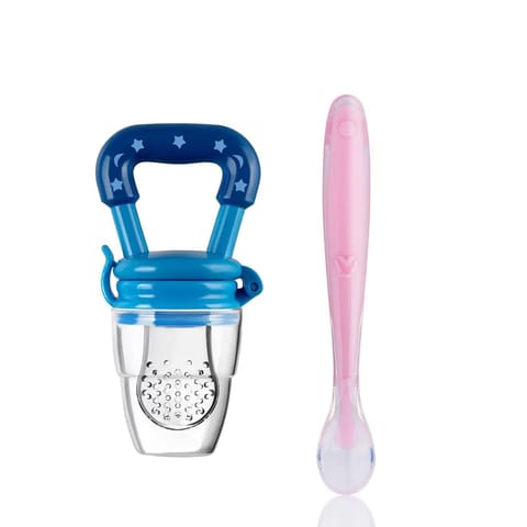 Safe-O-Kid Baby Fruit Feeder with Silicone Tip Spoon for Easy Feeding and Gums Relief