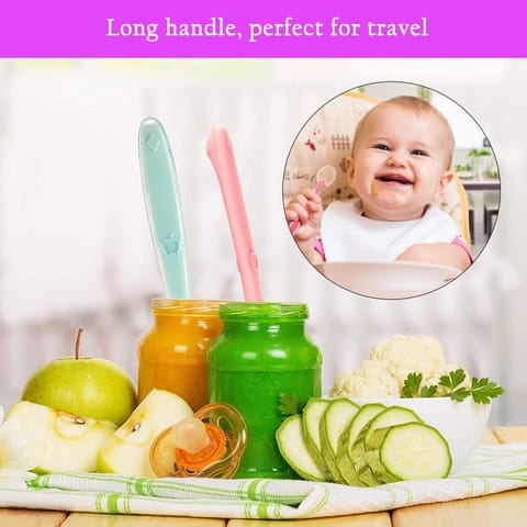 Safe-O-Kid Baby Fruit Feeder with Silicone Tip Spoon for Easy Feeding and Gums Relief