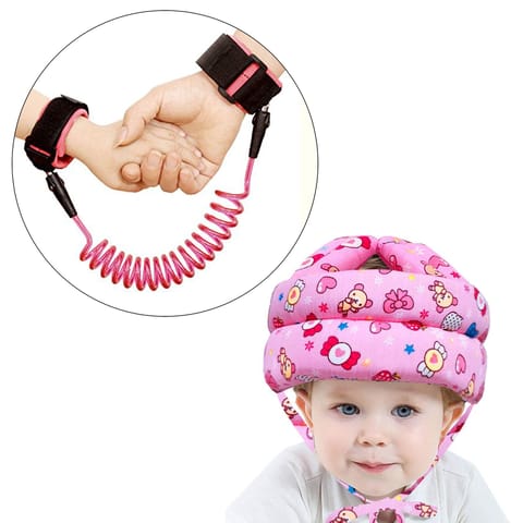 Safe-O-Kid 1 Wrist Link With 1 Baby Safety Cotton Helmet Head Protection