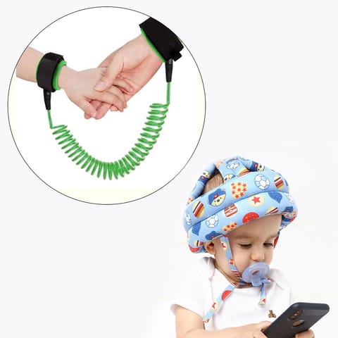 Safe-O-Kid 1 Wrist Link With 1 Baby Safety Cotton Helmet Head Protection