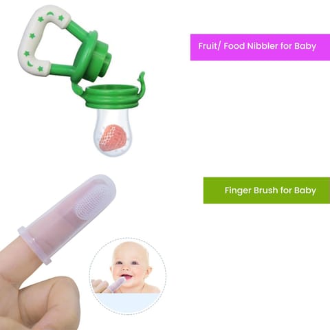 Safe-O-Kid- BPA FREE-Baby Fruit Feeder with Silicone Finger Brush with Cover