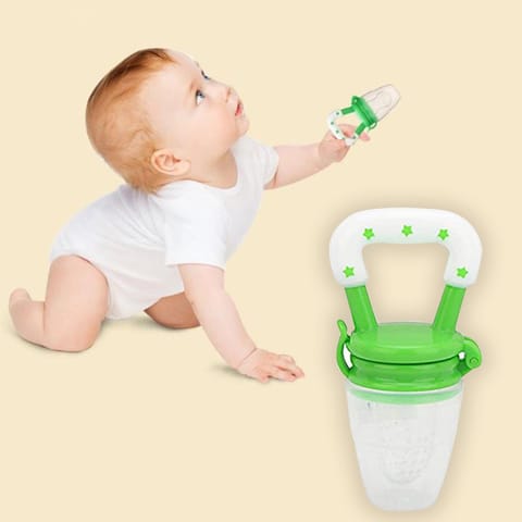 Safe-O-Kid- BPA FREE-Baby Fruit Feeder with Silicone Finger Brush with Cover