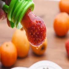 Safe-O-Kid- BPA FREE-Baby Fruit Feeder with Silicone Finger Brush with Cover