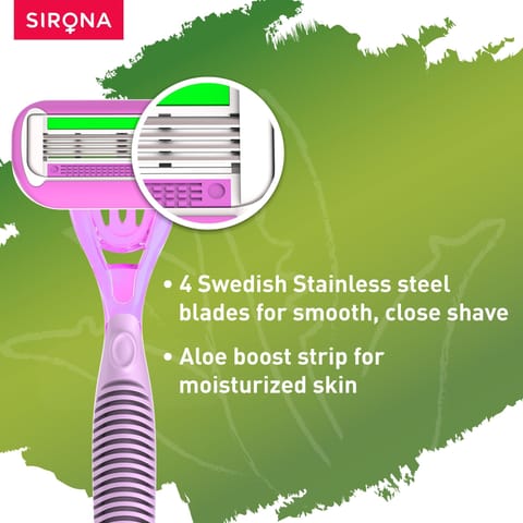 Sirona Reusable Hair Removal Razor for Women with Aloe Boost, Shaving Razor - Pack of 1