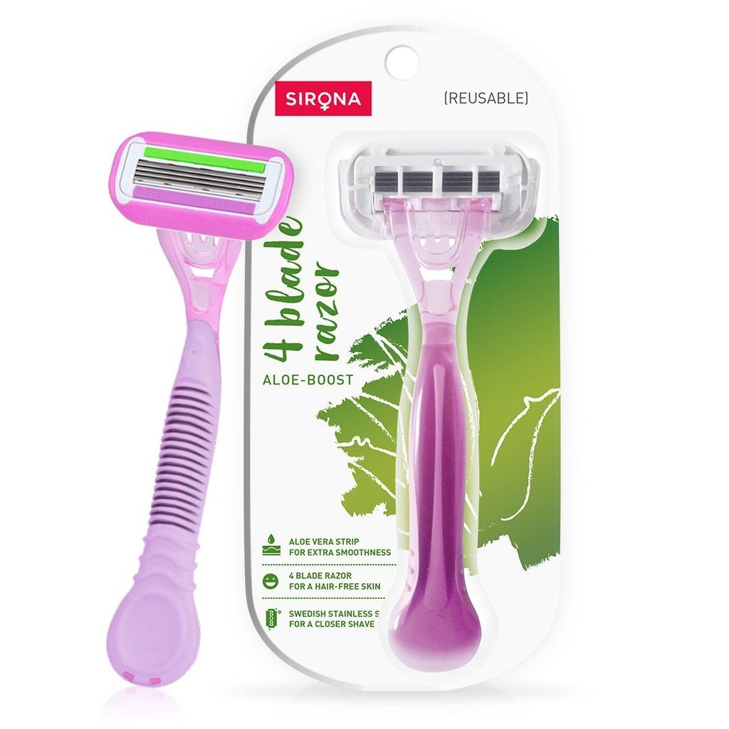 Sirona Reusable Hair Removal Razor for Women with Aloe Boost, Shaving Razor - Pack of 1