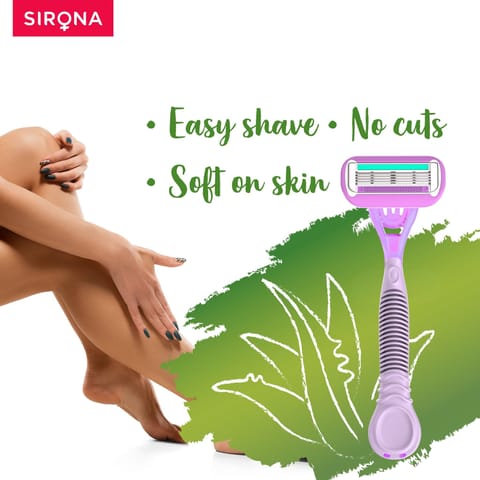 Sirona Reusable Hair Removal Razor for Women with Aloe Boost, Shaving Razor - Pack of 1