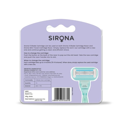 Sirona Hair Removal Razor Blades/Refills/Cartridges for Women Pack of 2