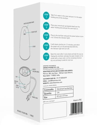 Menstrual Cup Sterilizer - Clean your Period Cup Effortlessly - Kills 99% of Germs in 3 Minutes with Steam - 1 Unit