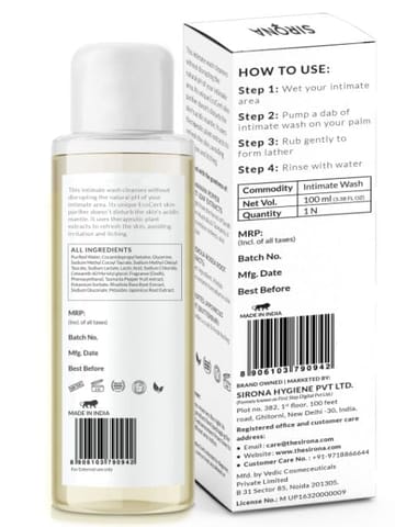 Natural pH balanced Intimate Wash - Maintains Hygiene for Men and Women - 200 ml