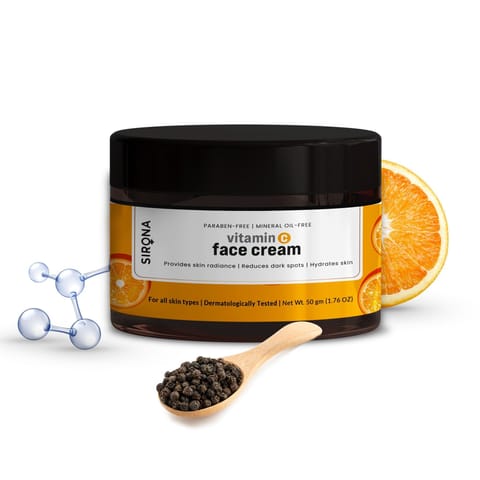 Sirona Vitamin C Face Cream for Hydrates Skin, Provides Skin Radiance & Reduces Dark Spots, 50 gm