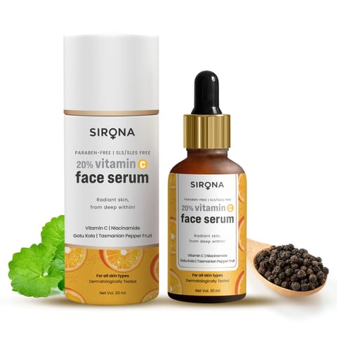 Sirona Vitamin C Face Serum for Men & Women 30 ml for Repair Skin Damage, Heals Dark Spots