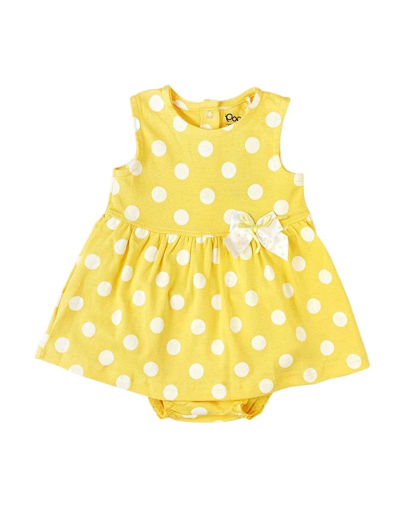 Popees Sleeveless White DOT Printed Frock with Panties