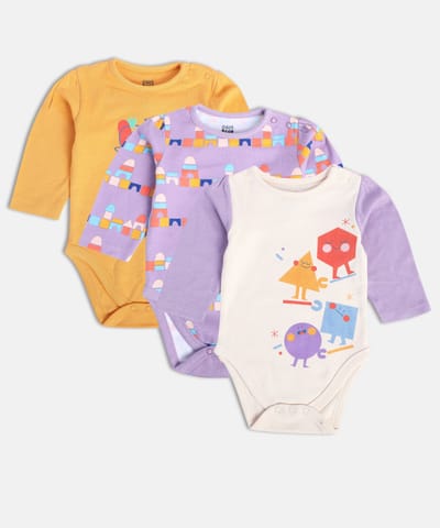 MINI KLUB  PO3 BODY SUIT ORANGE/PURPLE/BEIGE 0-3M  [