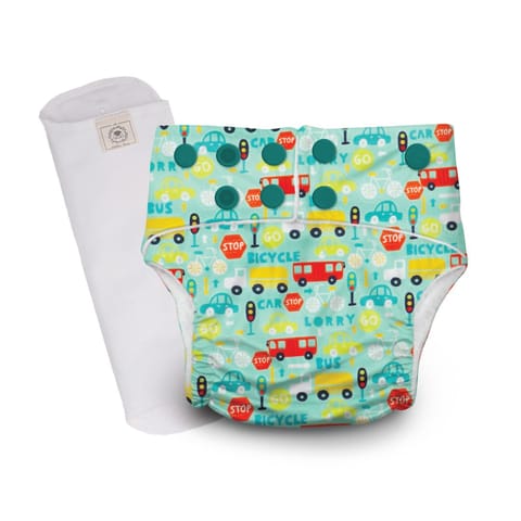 A Toddler Thing Ultra Diaper Traffic Jam with Organic Insert - Heavy Wetter - 5 layer
