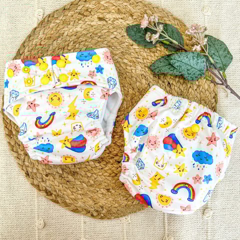 A Toddler Thing Ultra Diaper Sunshine Thunder with Organic Insert - Heavy Wetter - 5 layer