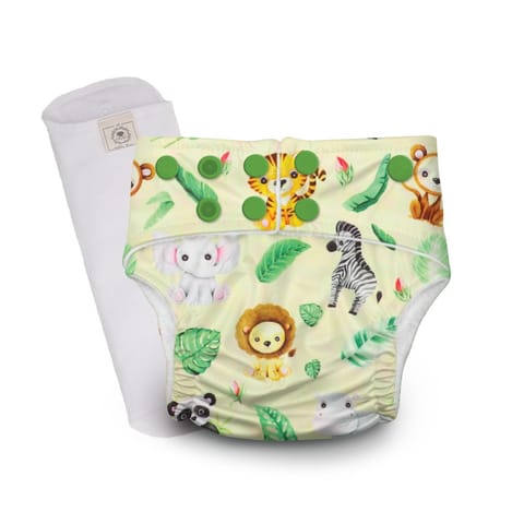 A Toddler Thing Ultra Diaper Jungle Safari with Organic Insert - Heavy Wetter - 5 layer