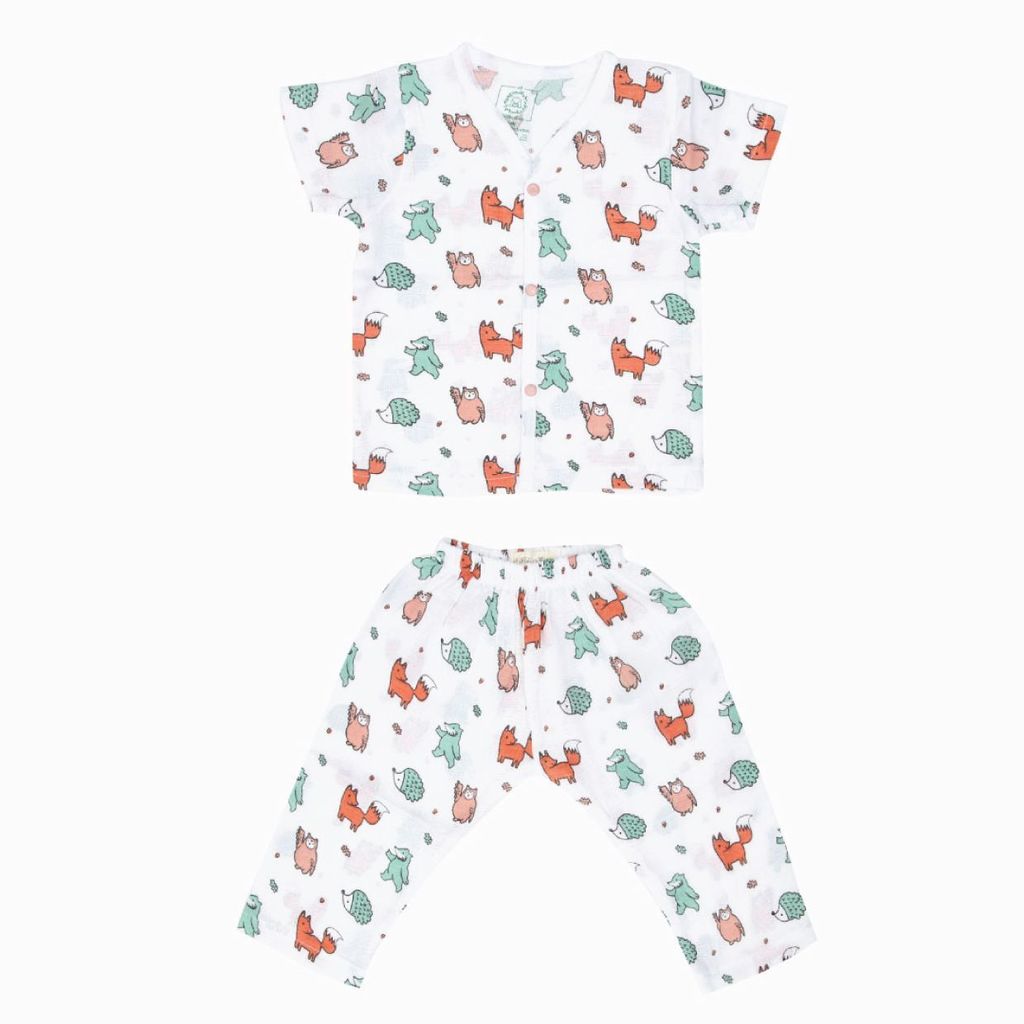 A Toddler Thing - Organic Muslin Sleepsuit Woodlanders