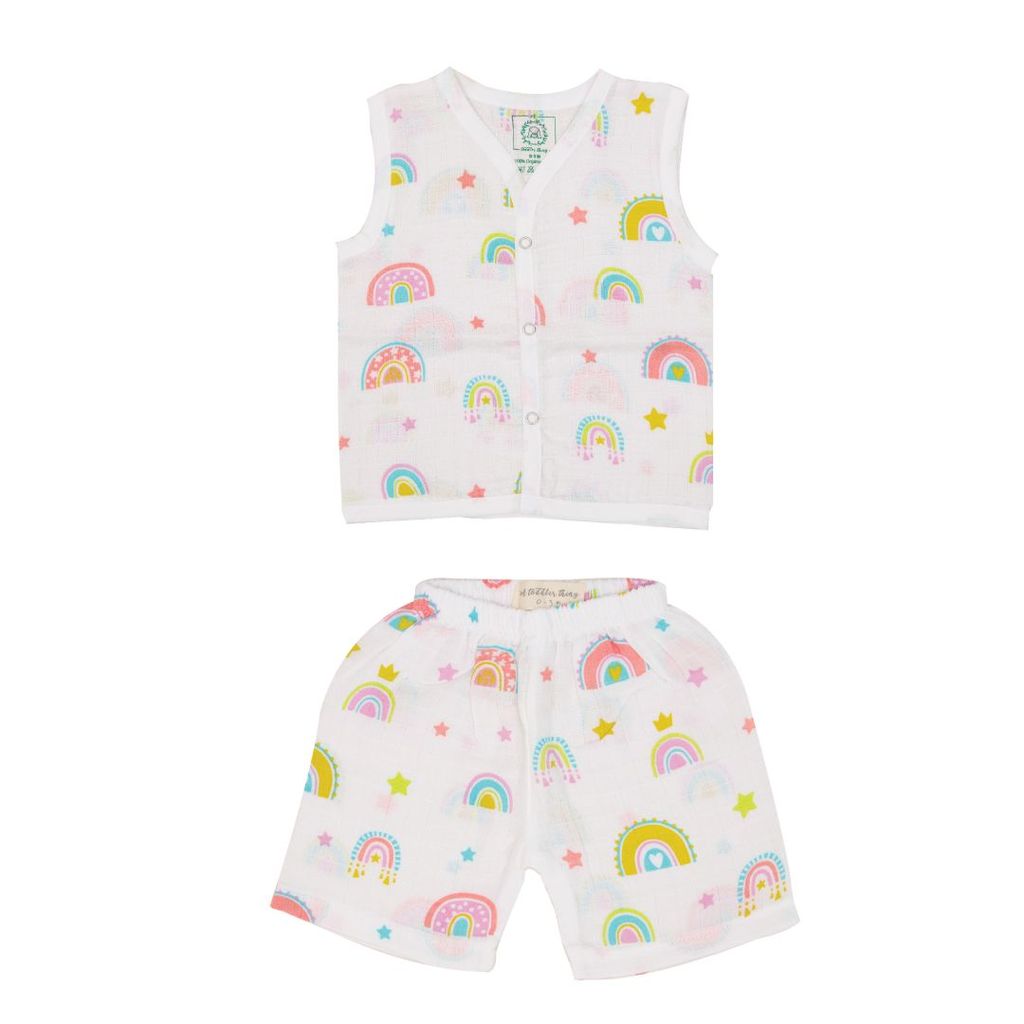 A Toddler Thing Muslin Jabla and Shorts - Unicorn Rainbow