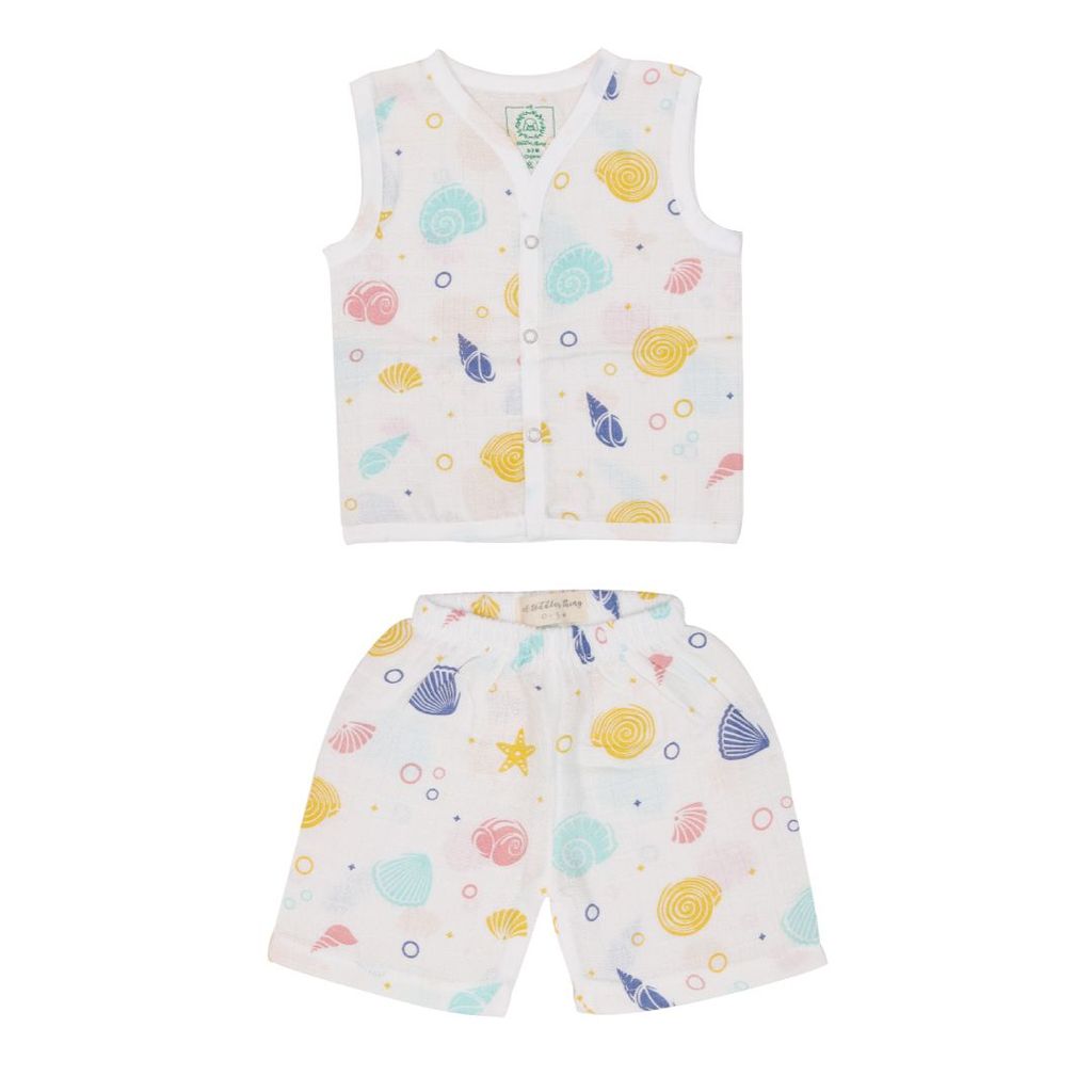 A Toddler Thing Muslin Jabla and Shorts - Sea Shell