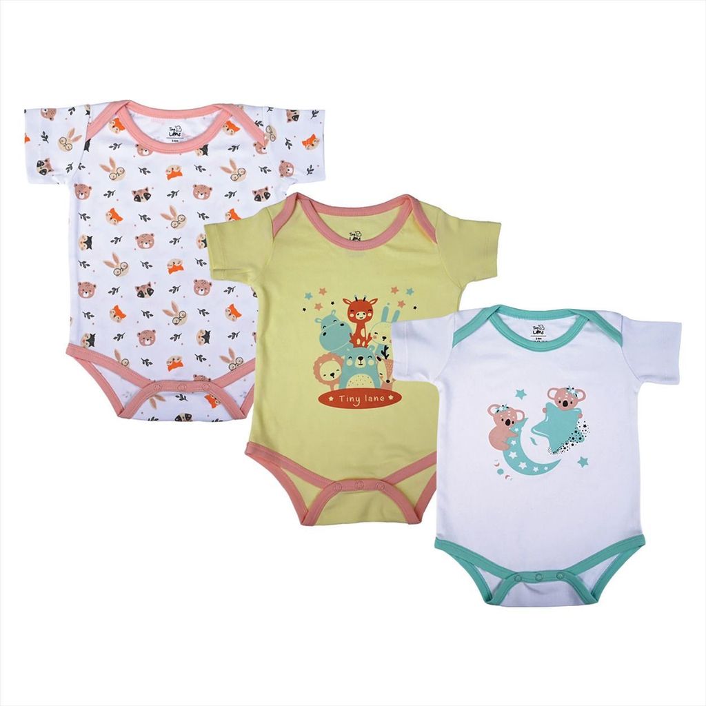 Tiny Lane Adorable Baby Onesies - Honey Bunny, Magical Flite and Krescent Koala (Pack of 3)