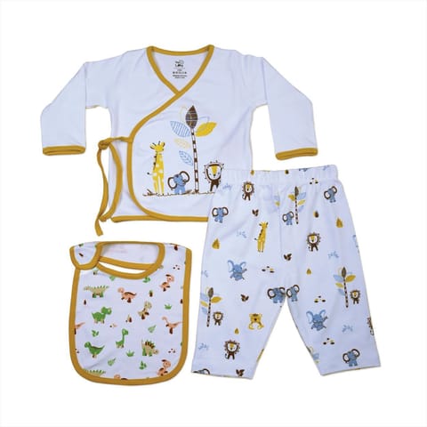 Tiny Lane Adorable & Comfy Fluffy Baby Clothing Set - Jungle Tribe Jhabla, Legging, & Bib
