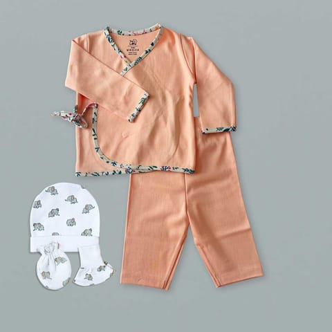 Tiny Lane Newborn Baby Peach Combo Set | Pack Of 5