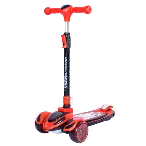 R for Rabbit Road Runner Racer Scooter - PU LED Wheels, 4 Level Height Adjustment, Anti Slip Deck Red Black