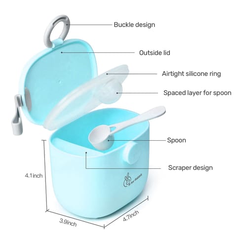 R for Rabbit First Feed Box With Scoop, BPA Free, Leak Proof Blue