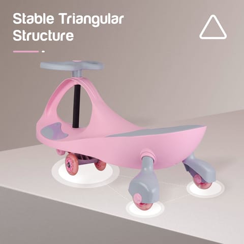 R for Rabbit Iya Iya Ace Swing Car - Non-Sliped Paddel, PU LED Wheels, Up To 85 Kgs Capacity Pink