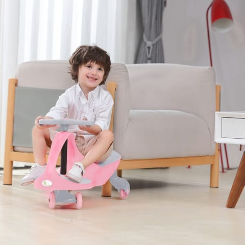 R for Rabbit Iya Iya Ace Swing Car - Non-Sliped Paddel, PU LED Wheels, Up To 85 Kgs Capacity Pink
