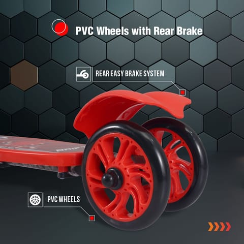 R for Rabbit Road Runner Drift Scooter - Metal Body, 3 Level Height Adjustment, Anti Slip Deck Red Black
