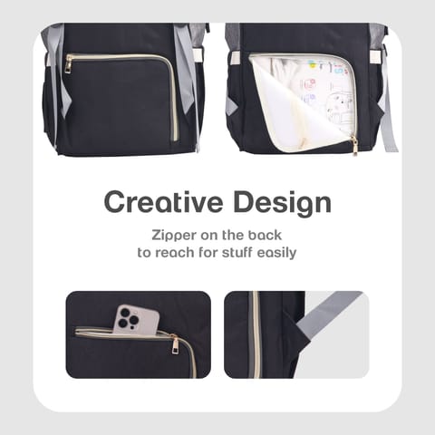 R for Rabbit Caramello Diaper Bag Smart And Fashionable Diaper Bag For Moms Black Grey