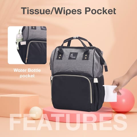 R for Rabbit Caramello Diaper Bag Smart And Fashionable Diaper Bag For Moms Black Grey