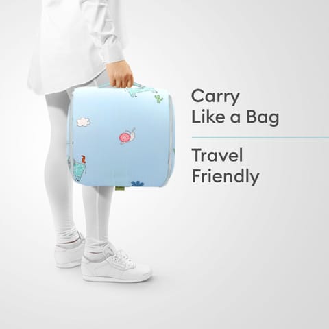 R for Rabbit Baby Nest Lite Bed - Easy Compact Fold, Zip Clouser, Carry Like Bag, Travel Friendly Sky Blue