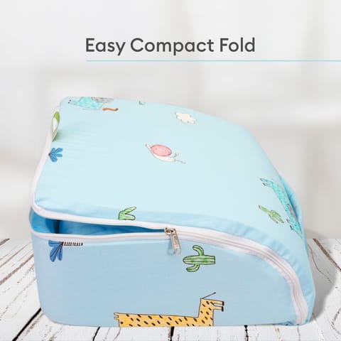 R for Rabbit Baby Nest Lite Bed - Easy Compact Fold, Zip Clouser, Carry Like Bag, Travel Friendly Sky Blue