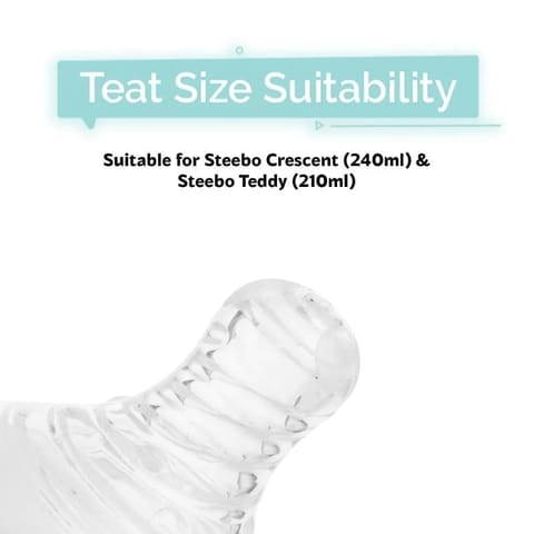 R for Rabbit First Feed Soft Silicone Teat For Steebo Crescent And Steebo Teddy Feeding Bottles