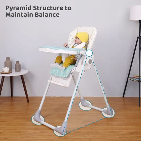 R for Rabbit Marshmallow Lite High Chair - 6 Level Height Adjustment, 3 Recline Modes, Adjustable & Removable Meal Tray Blue