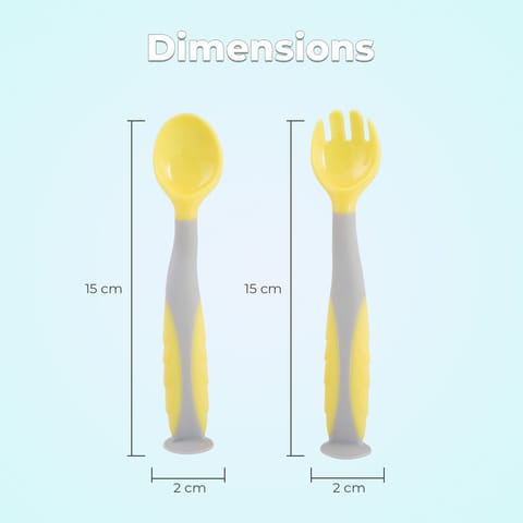 R for Rabbit Safe Feed Flexi Spoon Set For Baby Yellow Grey