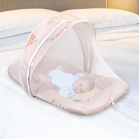 R for Rabbit Snuggy Safari Baby Bed - Easy To Carry, Convertible, HQ Zip, 100% Natural Cotton Tan Brown