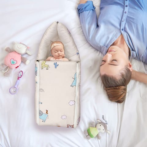 R for Rabbit Snuggy Baby Bed - Easy To Carry, Convertible, High Quality Zip, 100% Natural Cotton Tan Brown