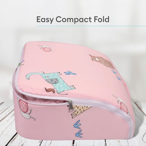 R for Rabbit Baby Nest Lite Bed - Easy Compact Fold, Zip Clouser, Carry Like Bag, Travel Friendly Blush Pink