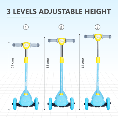 R for Rabbit Road Runner Junior Scooter - 3 Level Height Adjustment, Anti Slip Deck Blue