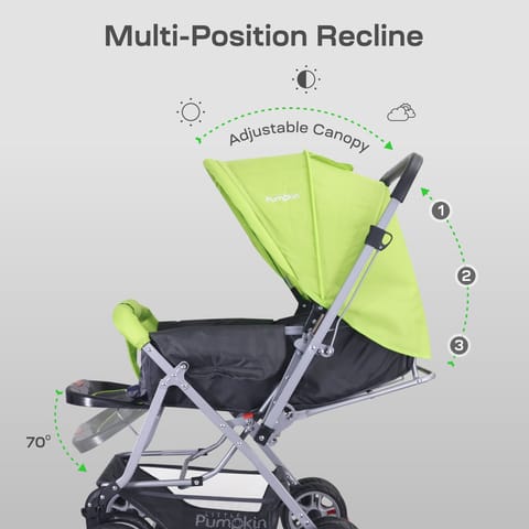 R for Rabbit Kiddie Kingdom Stroller - 3 Position Recline, Easy Fold, Reversible Handle, Rear Wheel Brakes Green Black