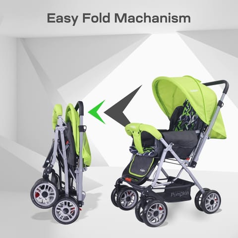 R for Rabbit Kiddie Kingdom Stroller - 3 Position Recline, Easy Fold, Reversible Handle, Rear Wheel Brakes Green Black