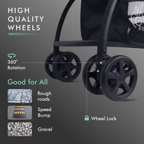 R for Rabbit Sugar Pop Stroller - 3 Position Seat Recline, Easy One Hand Fold, Reversible Handle, UV Resistant Sun Canopy Green Grey