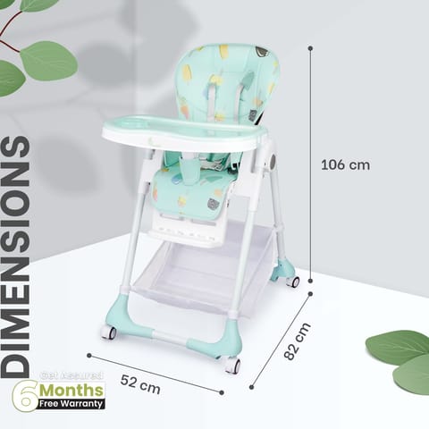 R for Rabbit Marshmallow High Chair - 7 Level Height Adjustment, 3 Recline Modes, Adjustable & Removable Double Meal Tray Candy Blue