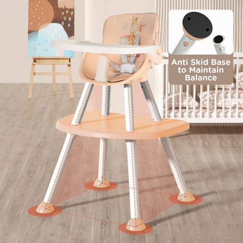 R for Rabbit Cherry Berry Safari Baby High Chair, 3 In 1 Convertible High Chair Cum Kids Study Table Beige