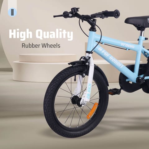 R for Rabbit Vroom Bicycle For Kids 20 Inch With 90% Plug And Play For Ease Of Installation, Wide Training Wheels, Adjustable Seat, 7-10yrs, Upto 50kgs Lake Blue