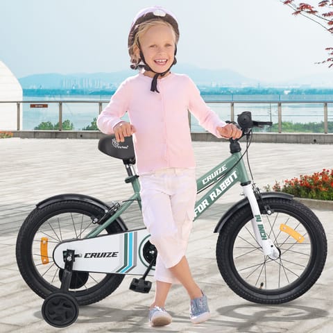 R for Rabbit Cruize Bicycle For Kids 14 Inch With 90% Plug N Play Installation Olive Green