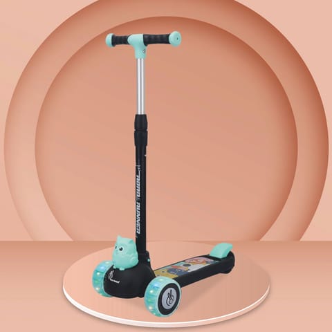 R for Rabbit Road Runner Ryder Kids Scooter - PU LED Wheels & Multi-Level Height Adjustment Black Blue